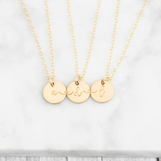 Connecting Heartstrings best friend BFF necklace in gold-filled. Heartstrings Disc Necklace Set - Personalized Connection Jewelry. Set of 3.