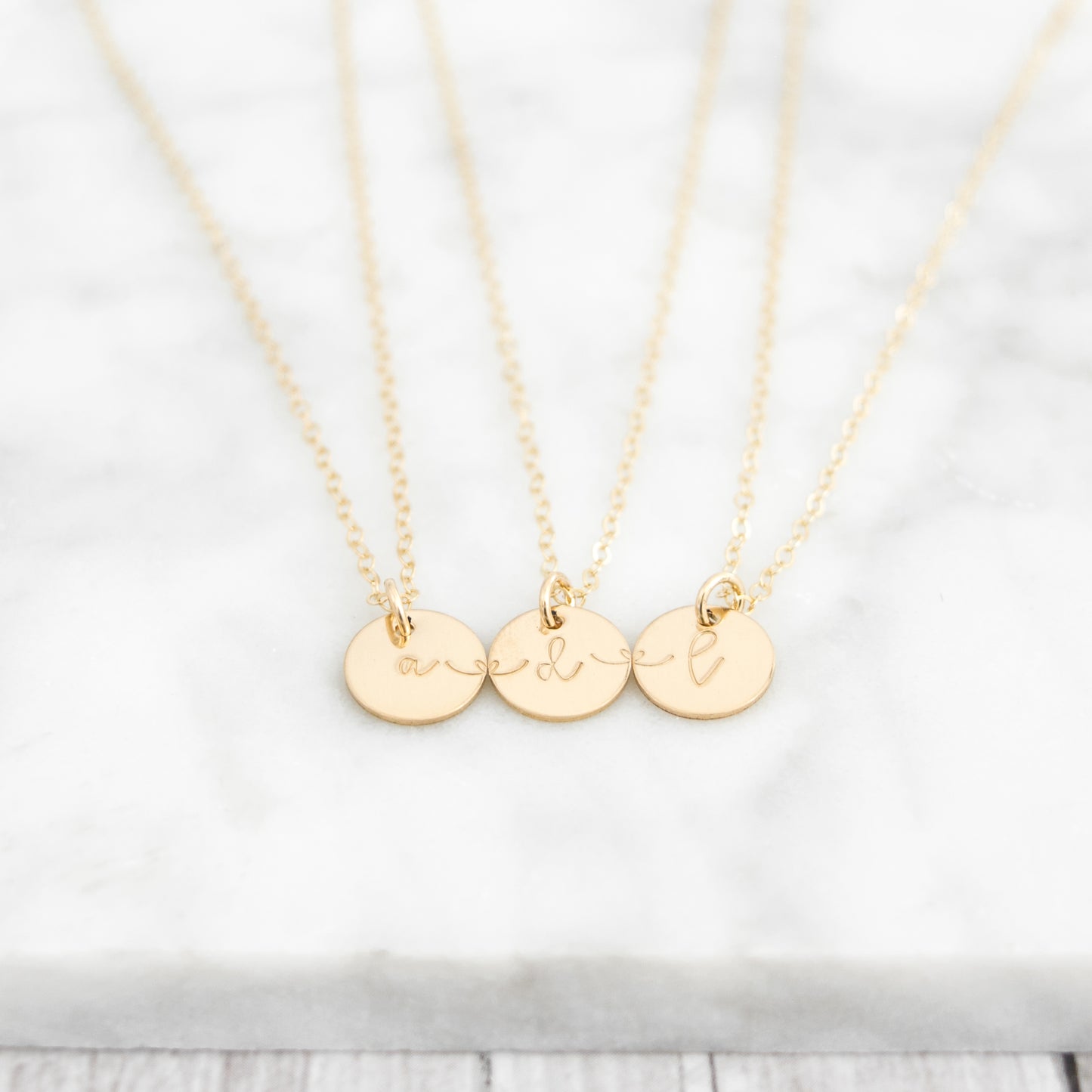 Connecting Heartstrings best friend BFF necklace in gold-filled. Heartstrings Disc Necklace Set - Personalized Connection Jewelry. Set of 3.