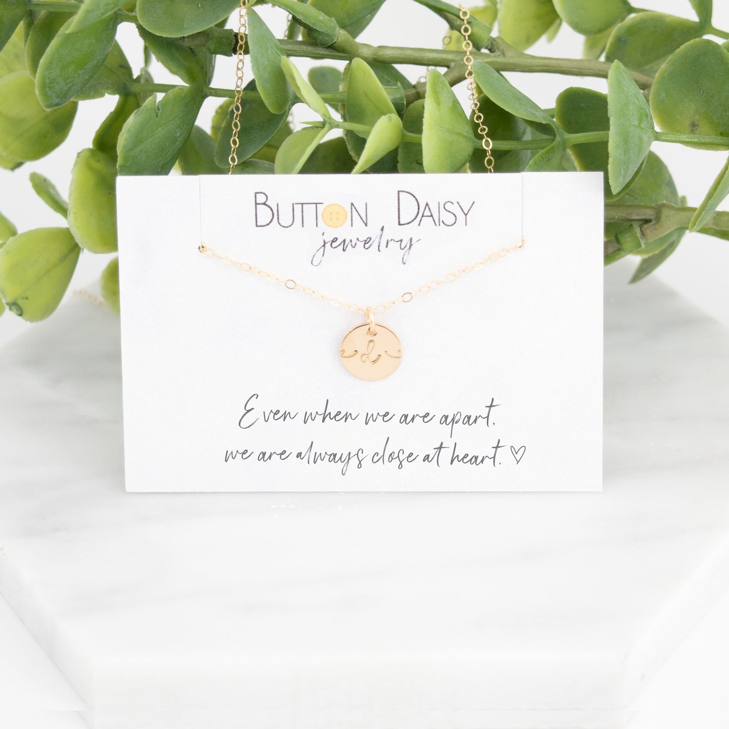 Connecting Heartstrings best friend BFF necklace in gold-filled with quote "Even when we are apart, we are always close at heart"