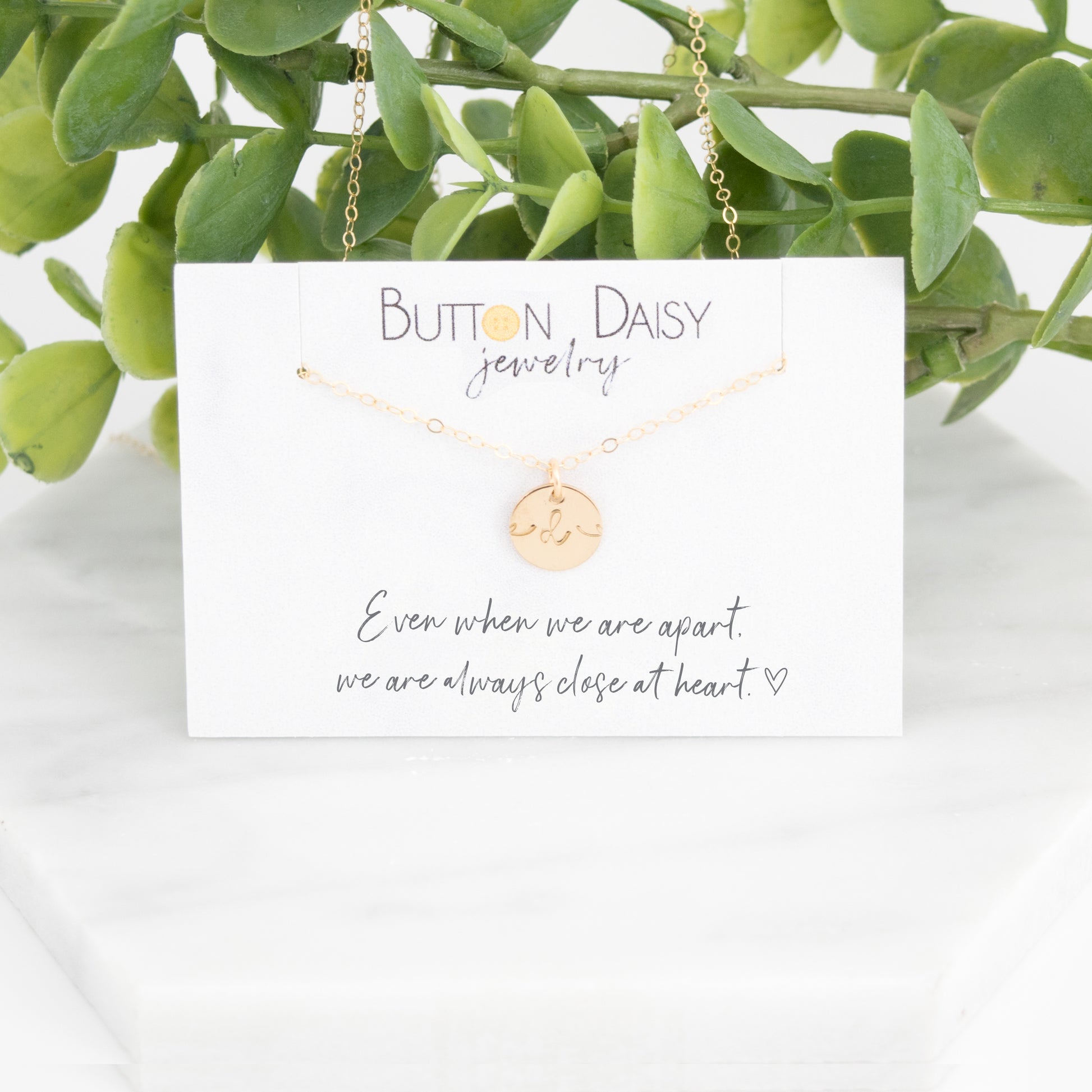 Connecting Heartstrings best friend BFF necklace in gold-filled with quote "Even when we are apart, we are always close at heart"