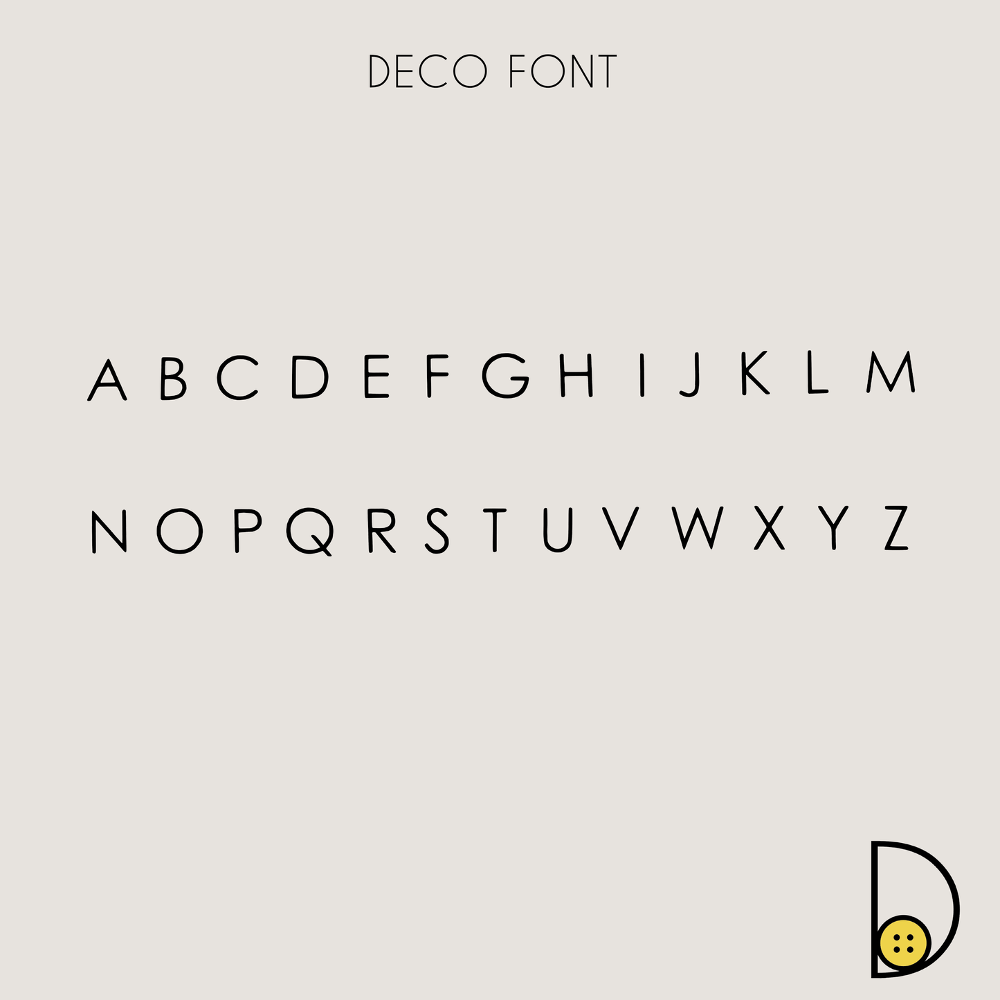 Deco font sample for personalized hand stamping