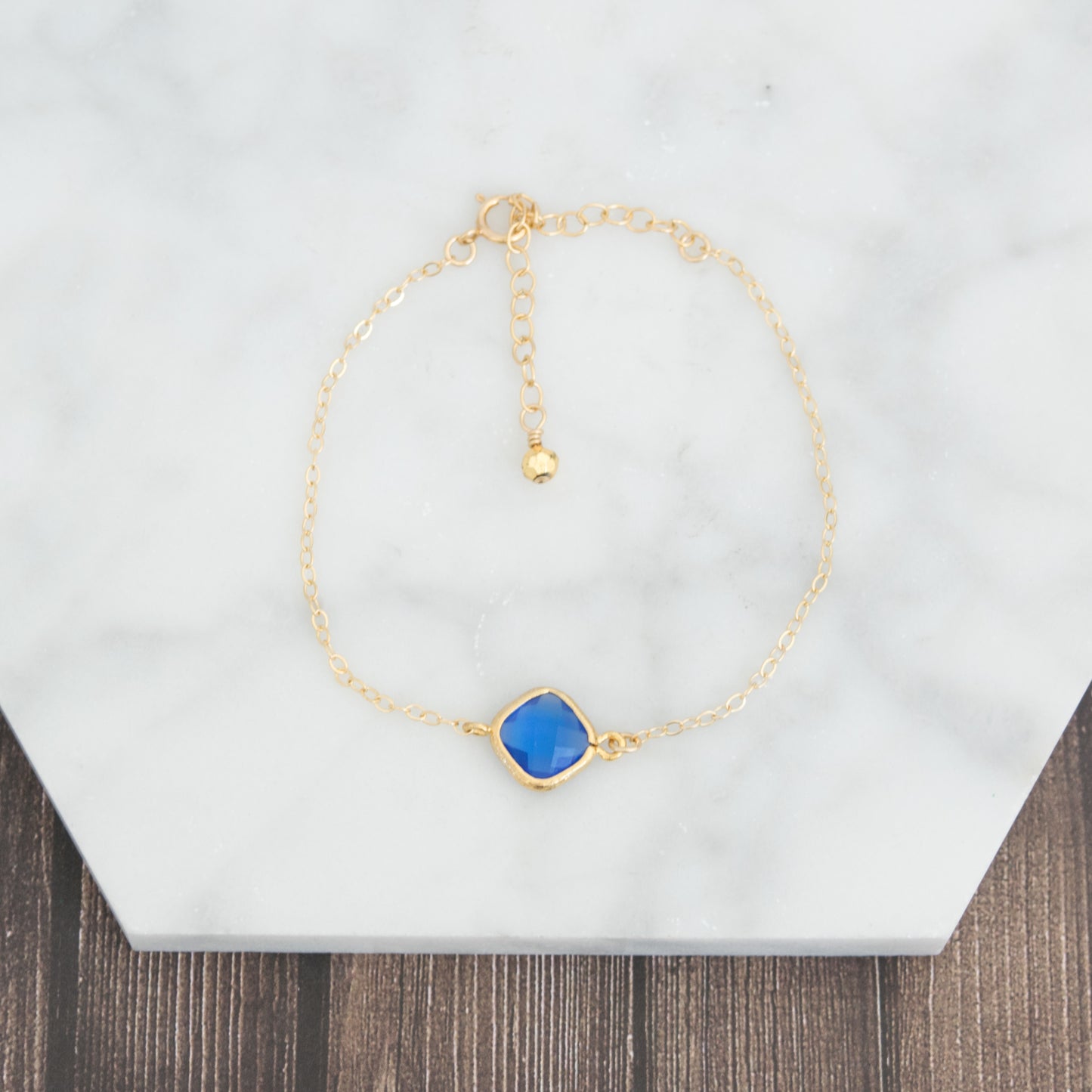 Diamond Shaped Glass Stone Gold Bracelet