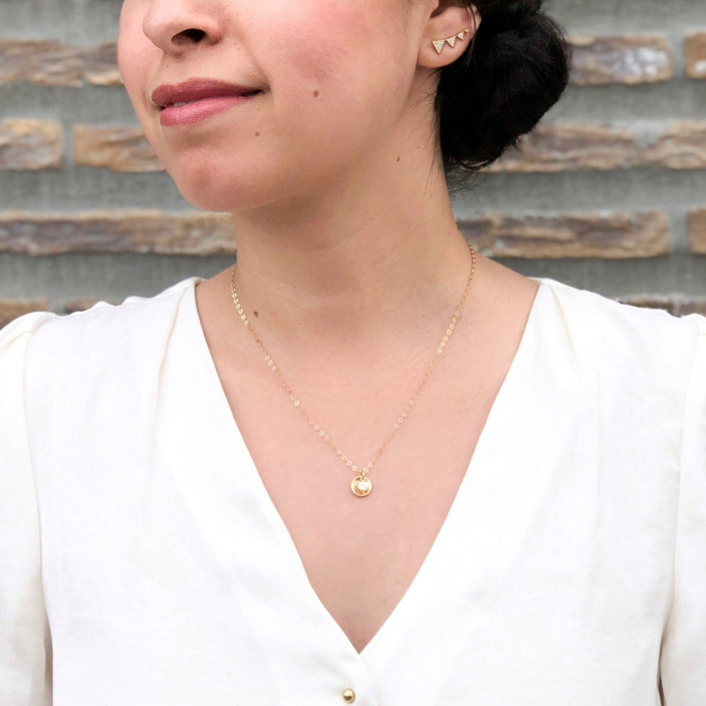 Subtly Hidden Initial Disc Necklace - Minimalist and Elegant Personalized Handmade Jewelry