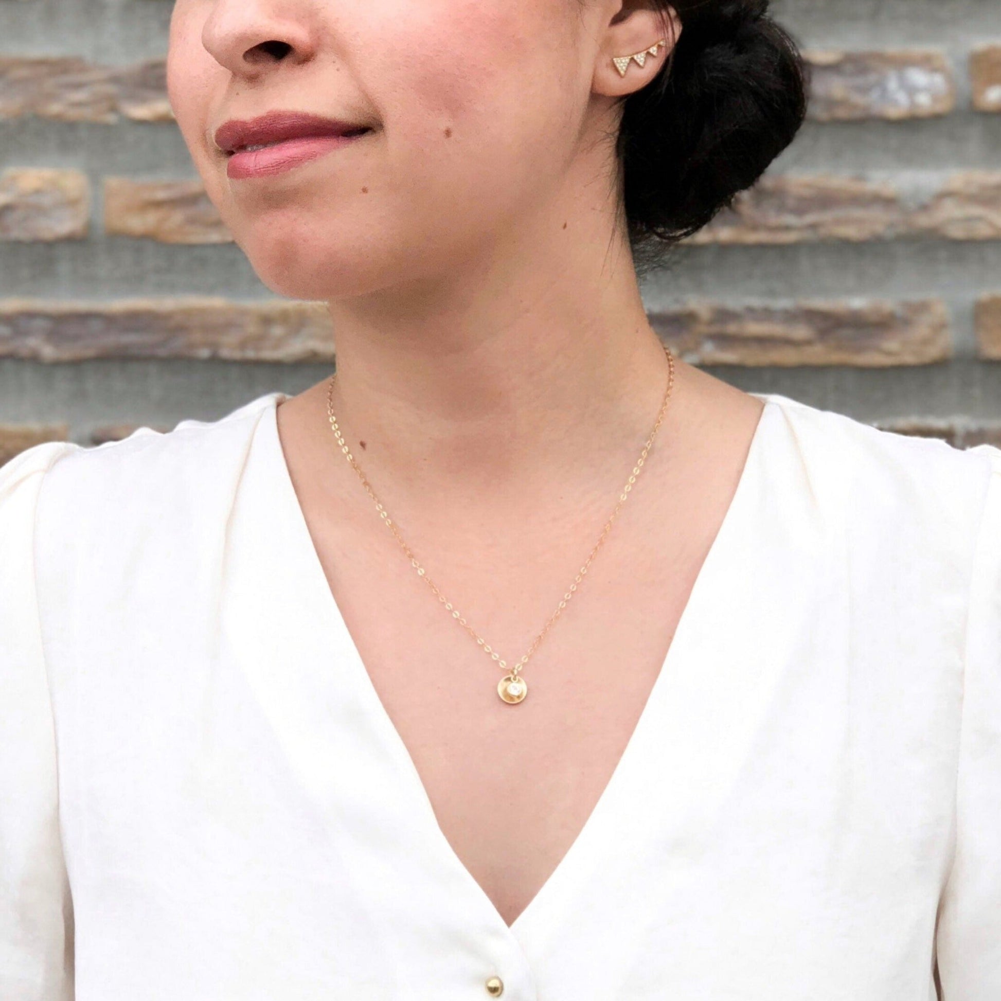 Subtly Hidden Initial Disc Necklace - Minimalist and Elegant Personalized Handmade Jewelry