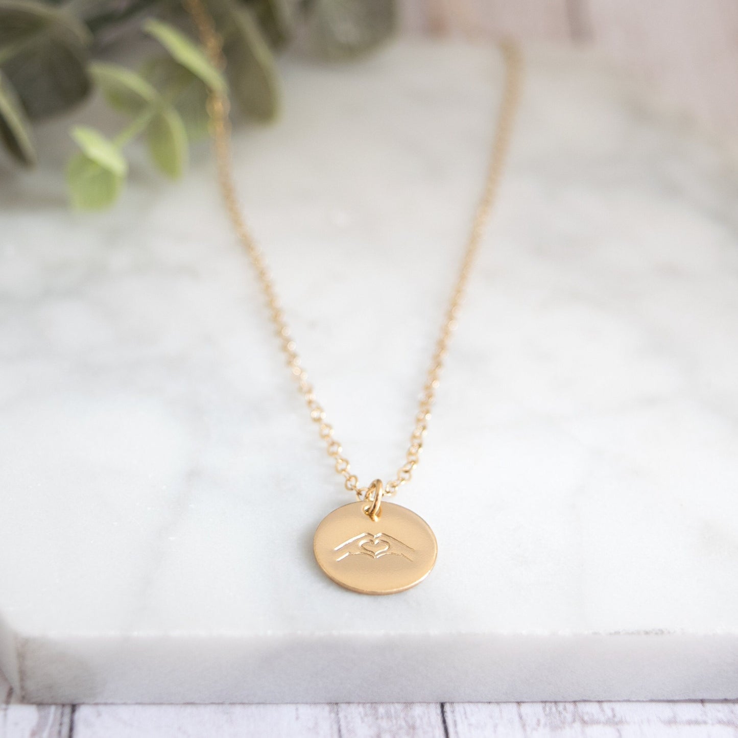 Heart Hands 1/2" Disc Bestie Necklace