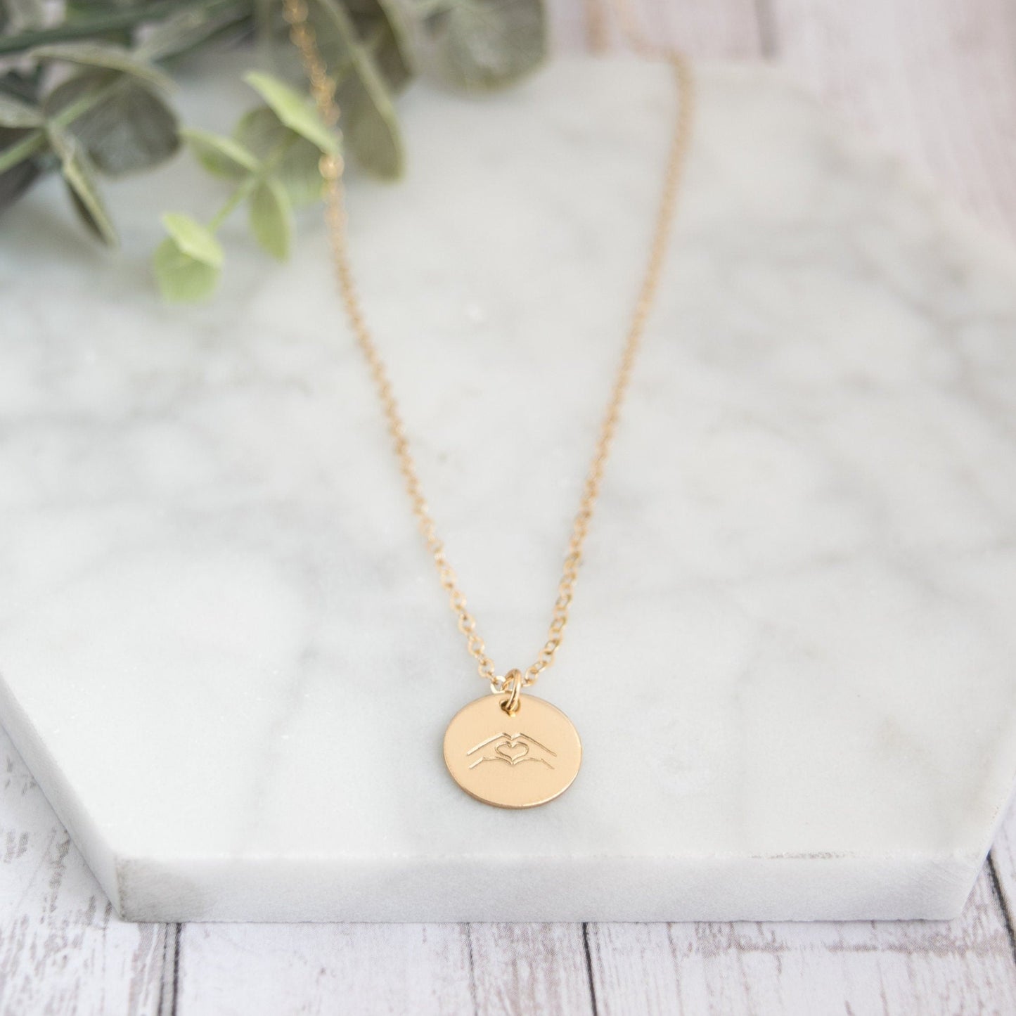 Heart Hands 1/2" Disc Bestie Necklace