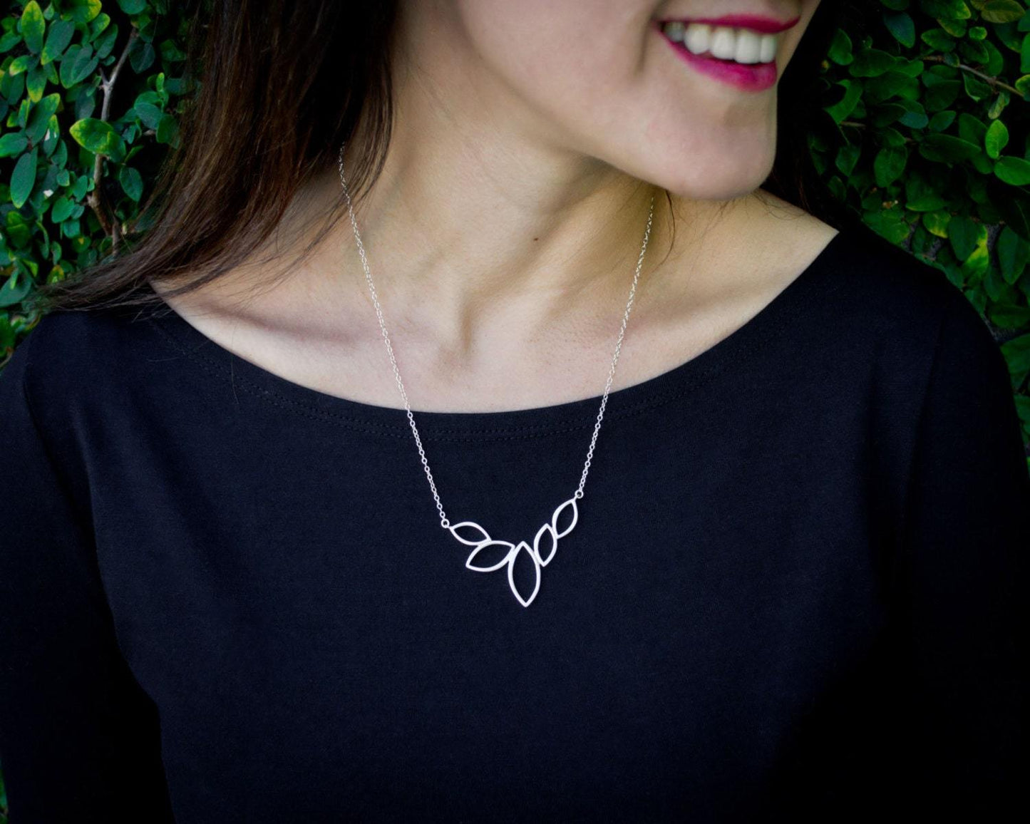 Five Leaves V-Shaped Necklace