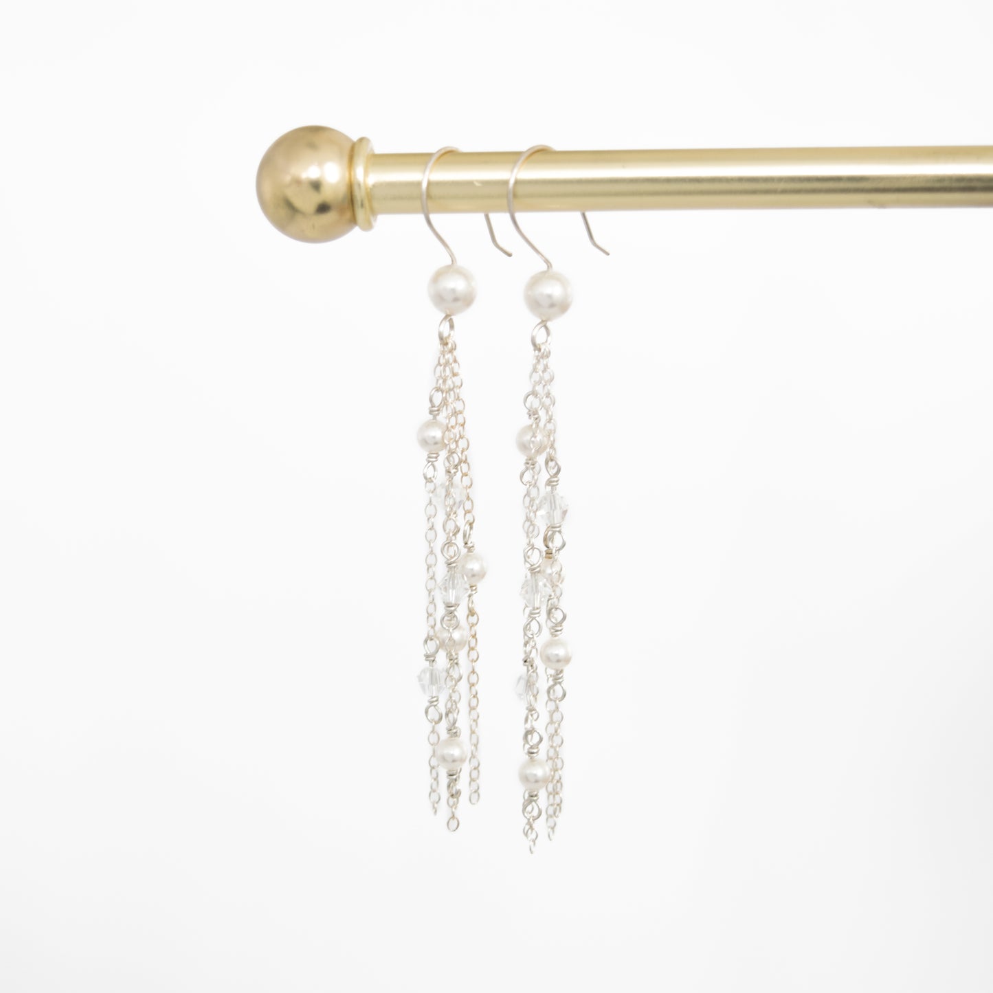 Fringe Swarovski Pearl and Crystal Earrings