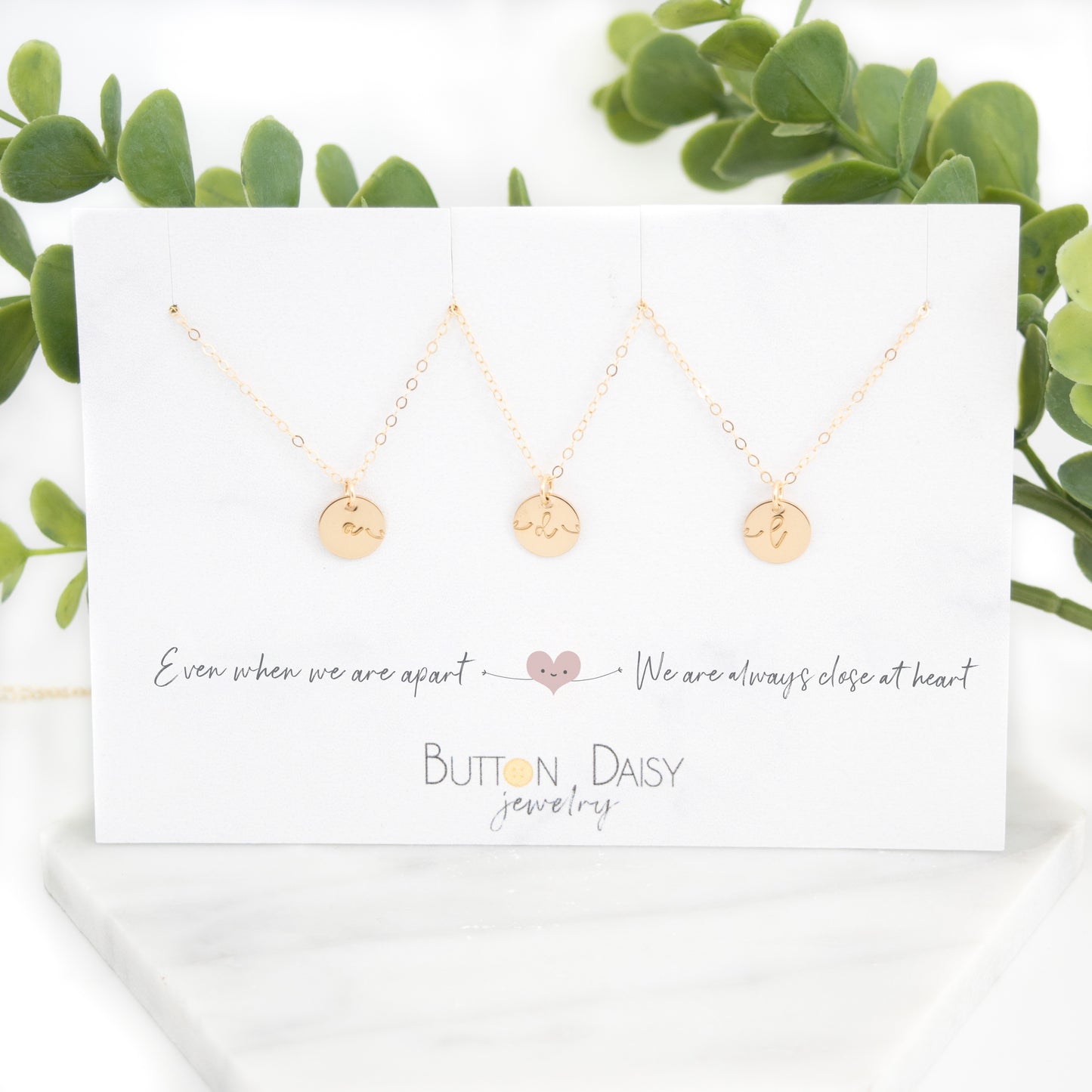 Connecting Heartstrings best friend BFF necklace in gold-filled with quote "Even when we are apart, we are always close at heart"