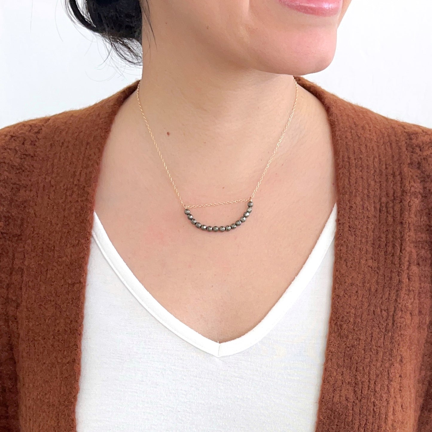 Pyrite Half Moon Necklace