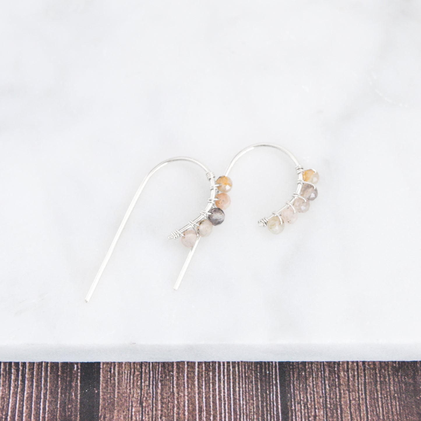 Labradorite Half Hoop Hanging Earrings