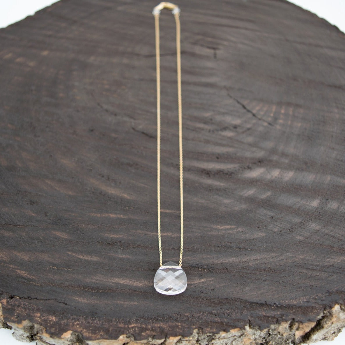 Ashley Swarovski crystal pendant necklace in 14k gold-fill