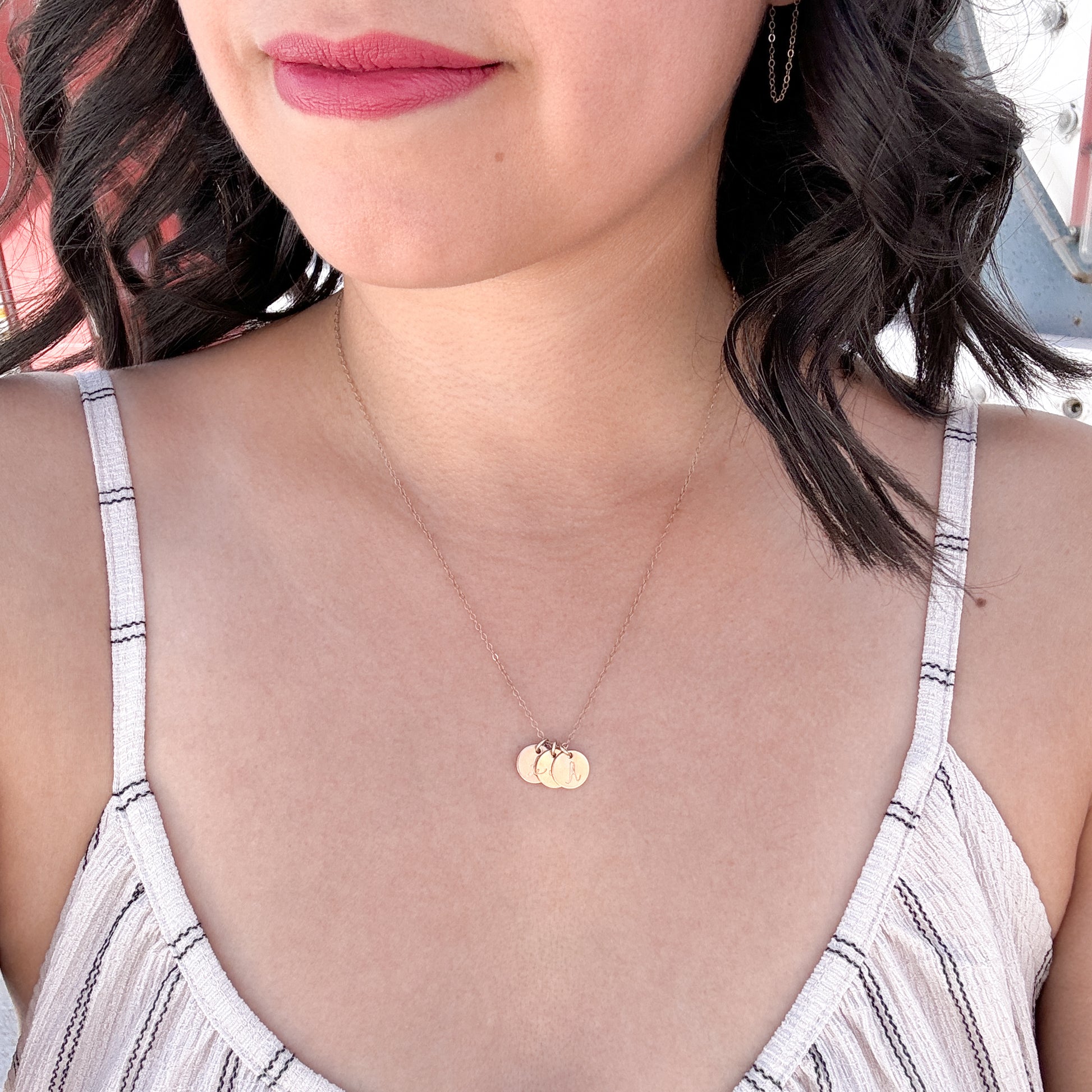 Versatile Minima Initial Disc Necklace - Hand-Stamped, Customizable, 14k Gold-Filled or Sterling Silver