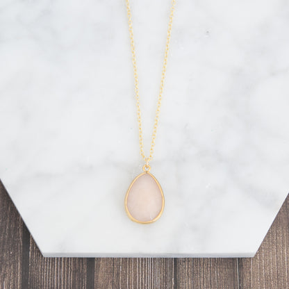 Long Gold Teardrop Pendant Necklace