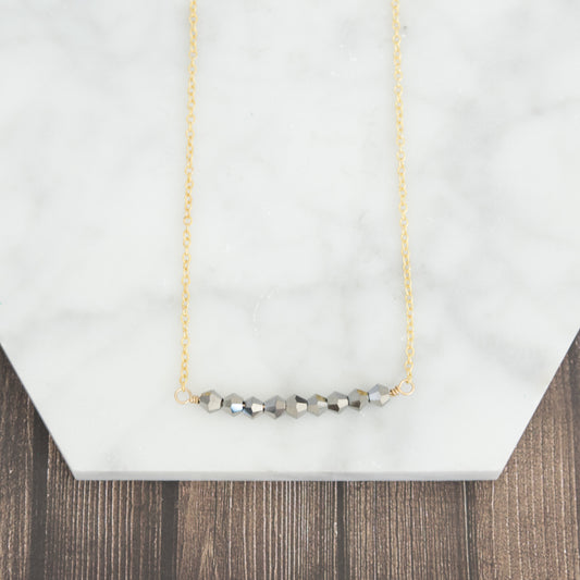 Beaded Bar Gold Necklace
