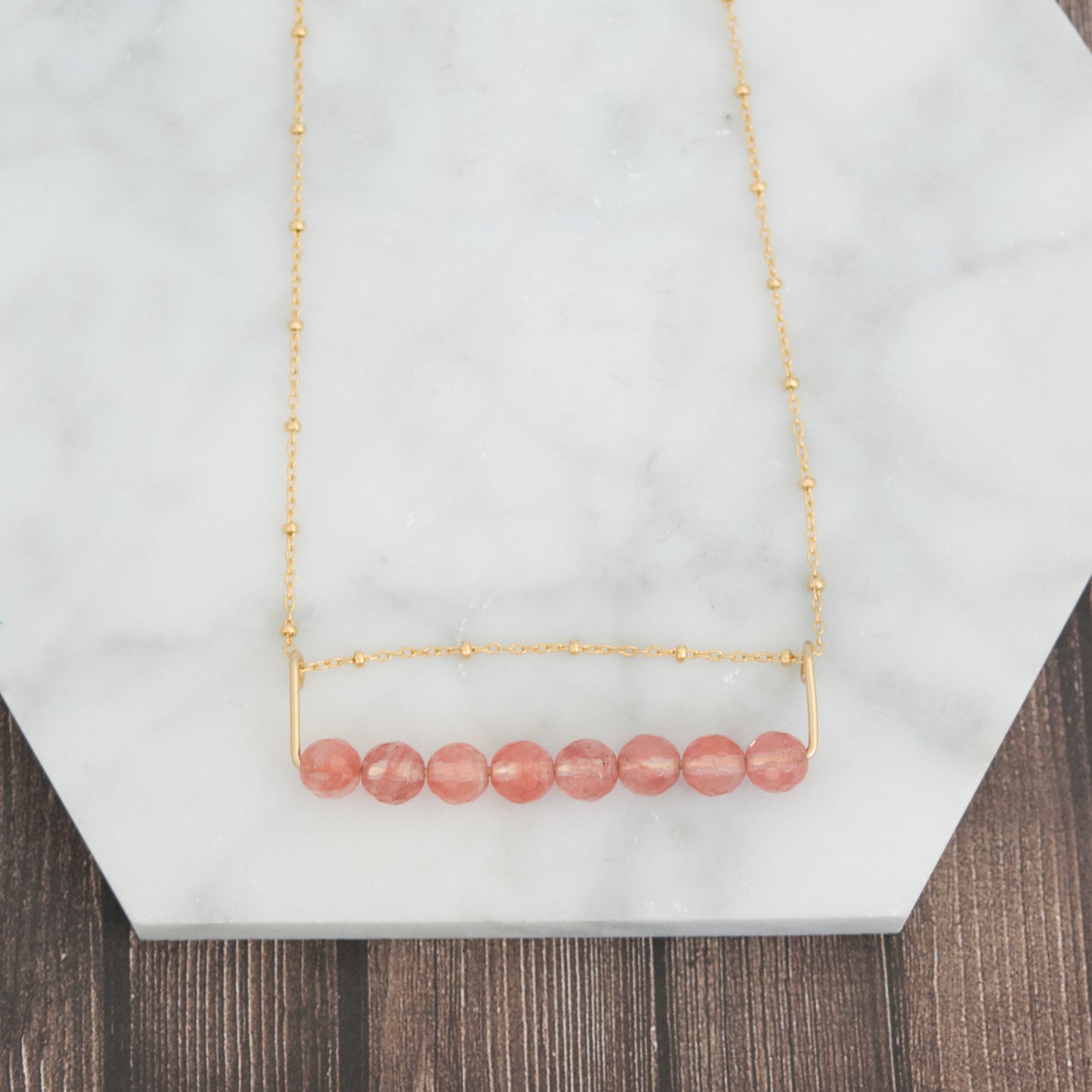 Cherry Quartz Beaded Bar Necklace