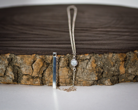 Cubic Zirconia Lariat Necklace with Bar Pendant