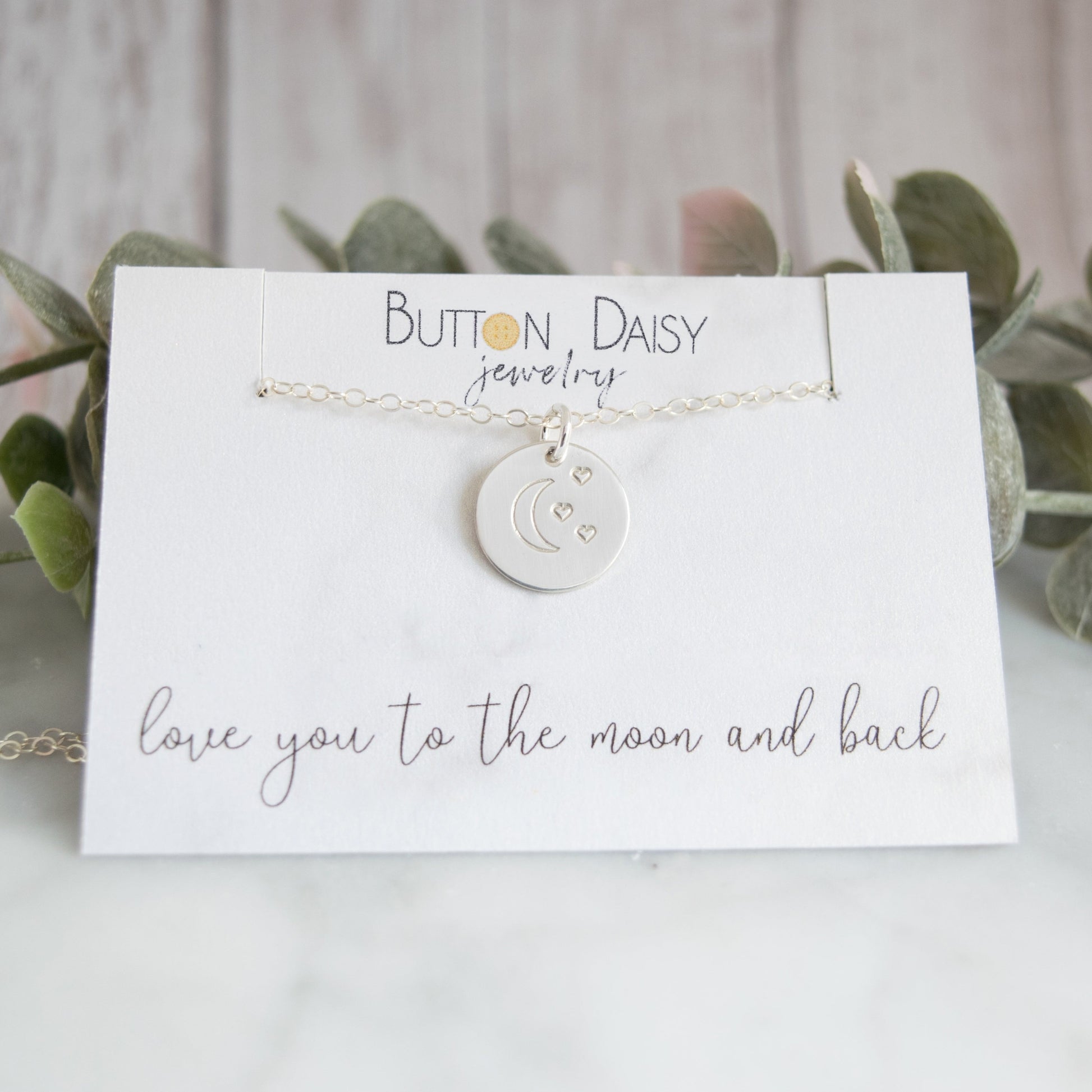 Expressive Love You to the Moon Disc Necklace - Minimalist and Elegant Handcrafted Jewelry