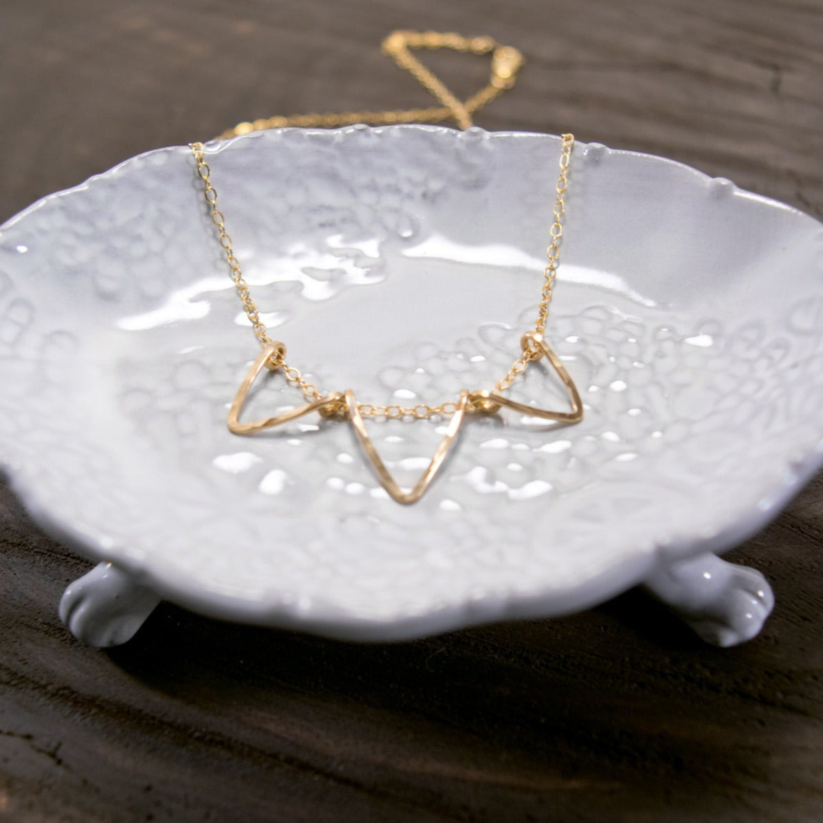 Modern Mini Vara Triangle Necklace - Hand Formed and Hammered, Gold-Filled or Sterling Silver