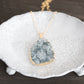 Teal Druzy Long Necklace w/ Personalized Tag