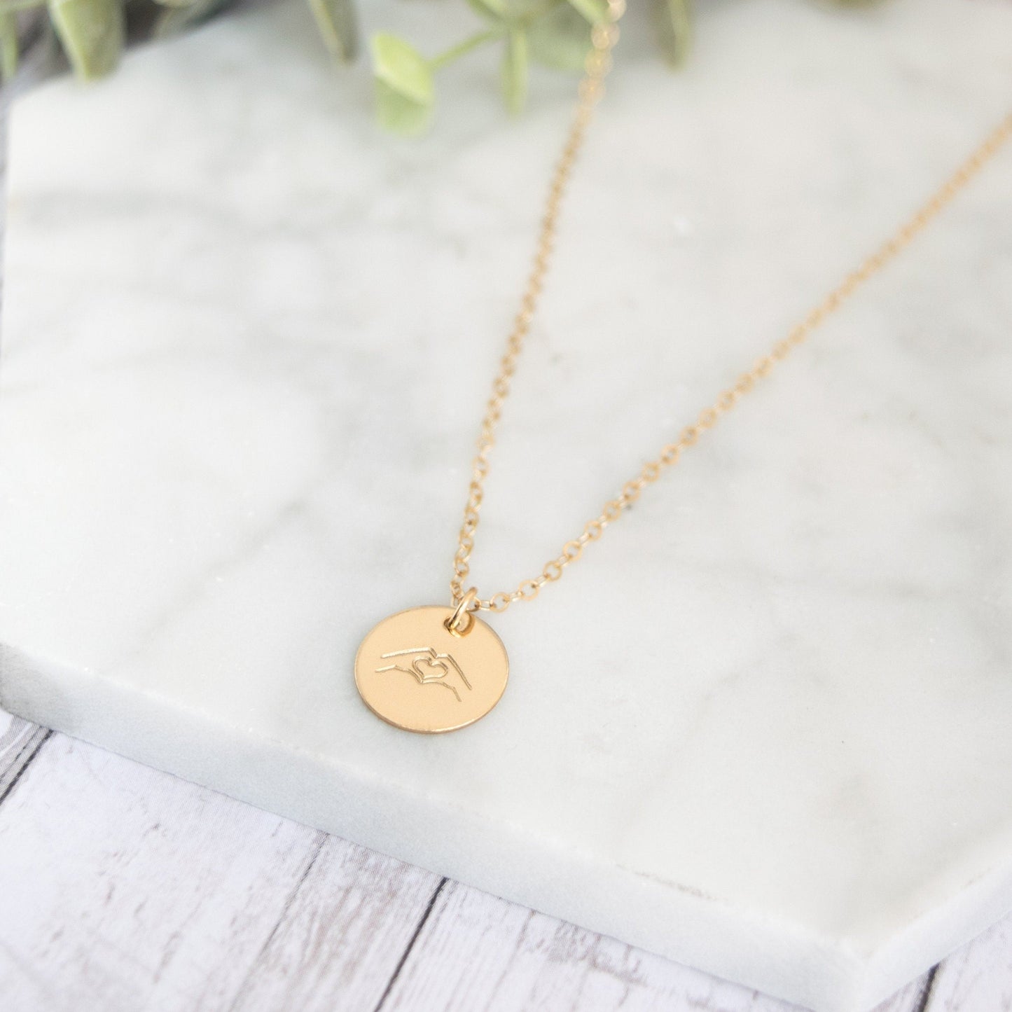 Heart Hands 1/2" Disc Bestie Necklace