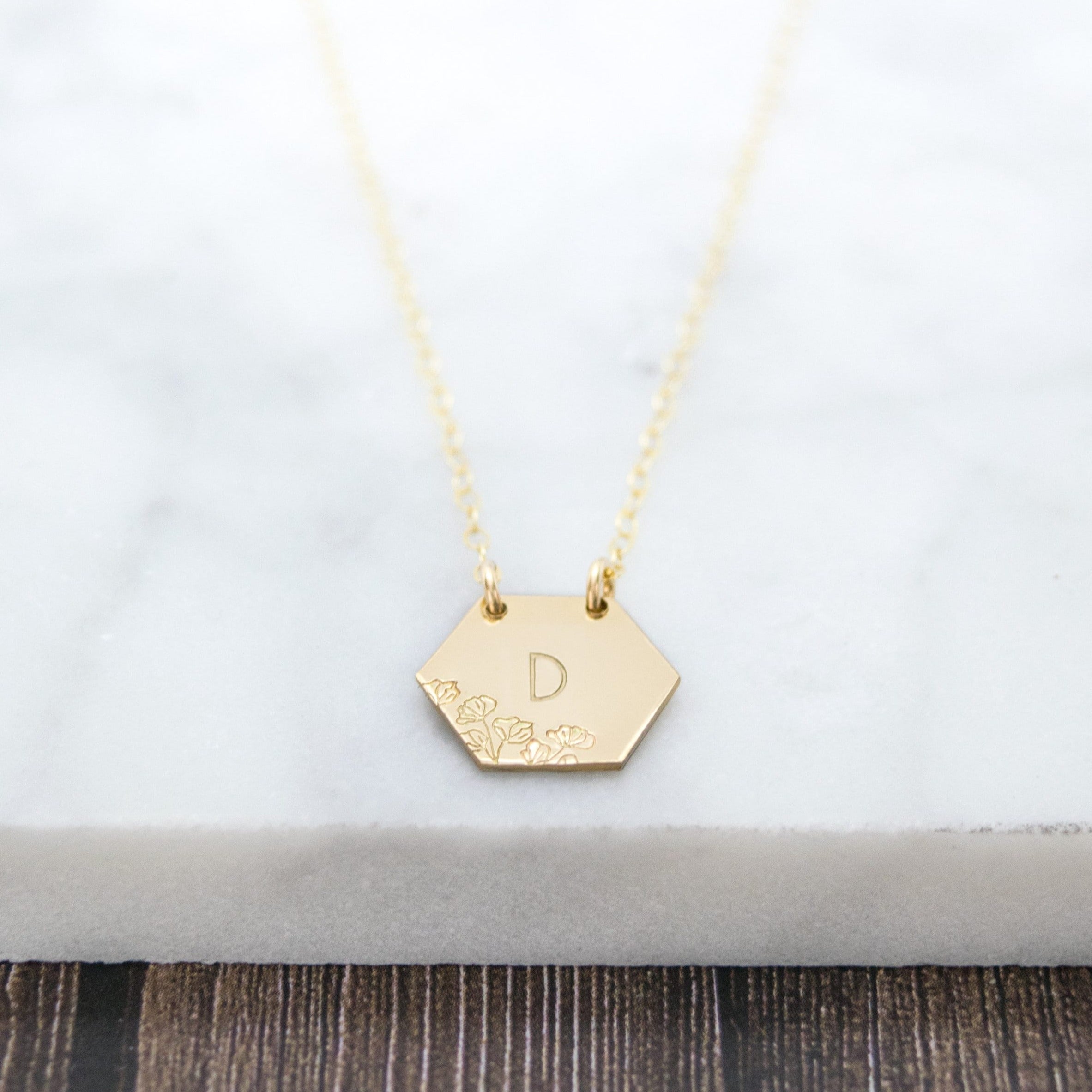 Hexagon deals initial necklace