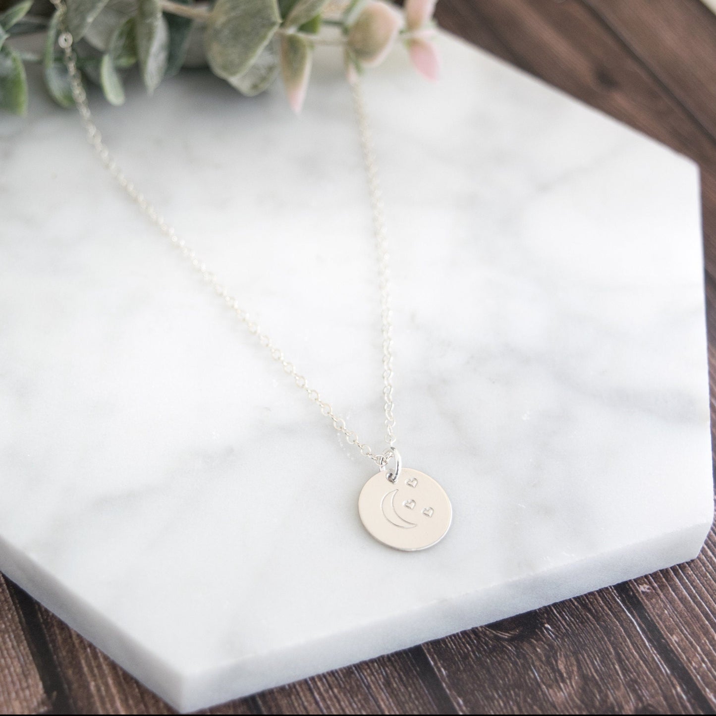 Expressive Love You to the Moon Disc Necklace - Minimalist and Elegant Handcrafted Jewelry