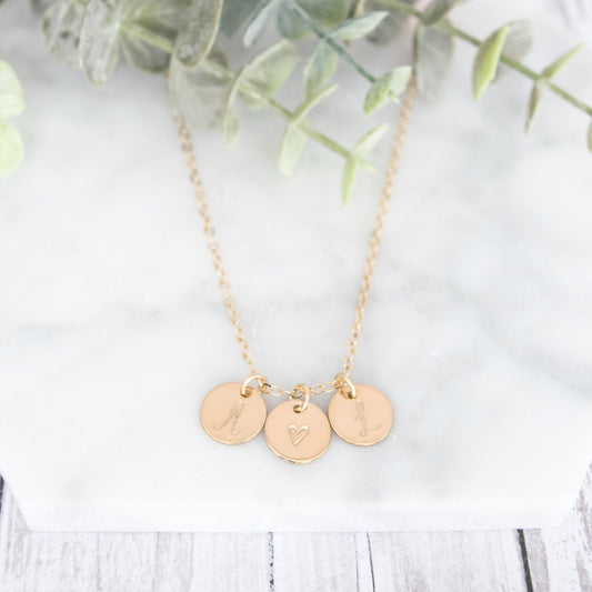 Versatile Minima Initial Disc Necklace - Hand-Stamped, Customizable, 14k Gold-Filled or Sterling Silver
