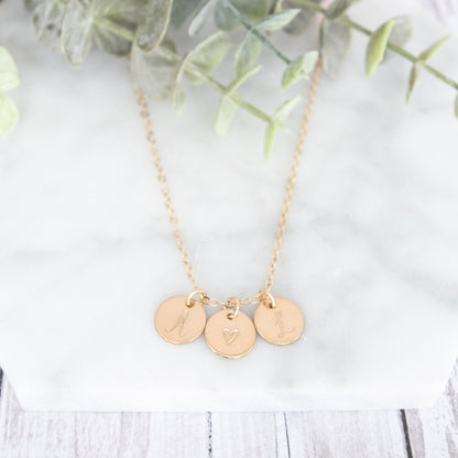 Versatile Minima Initial Disc Necklace - Hand-Stamped, Customizable, 14k Gold-Filled or Sterling Silver