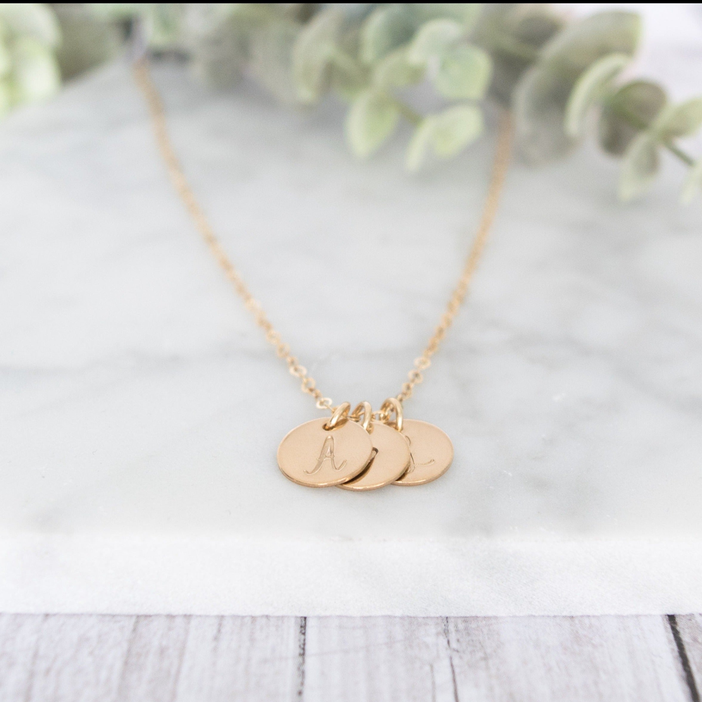 Buy Initial Necklace Gold Filled or Sterling Silver, Personalized Hand  Stamped Letter Necklace, Hammered Gold Coin Necklace for Bridesmaids Online  in India - Etsy