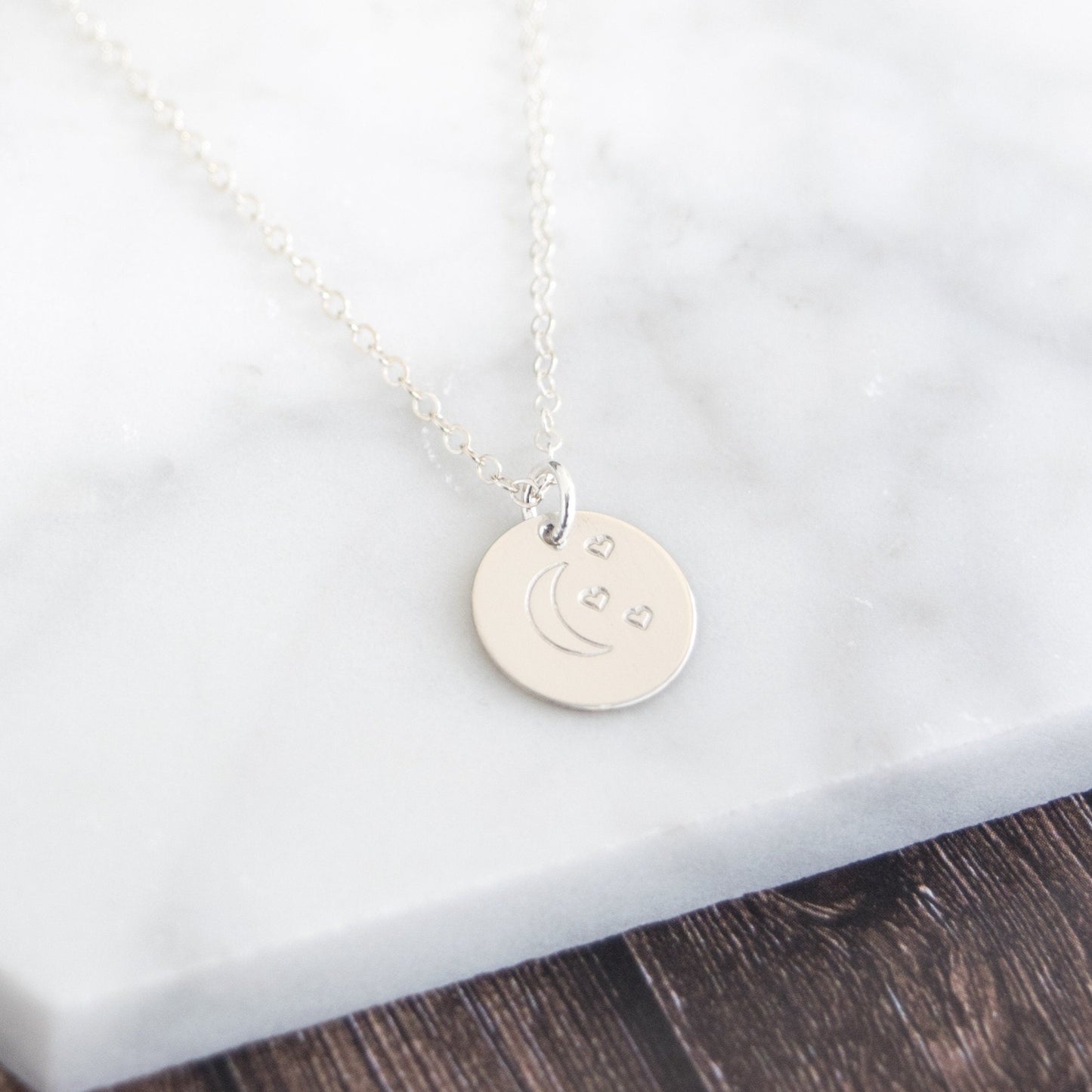 Expressive Love You to the Moon Disc Necklace - Minimalist and Elegant Handcrafted Jewelry