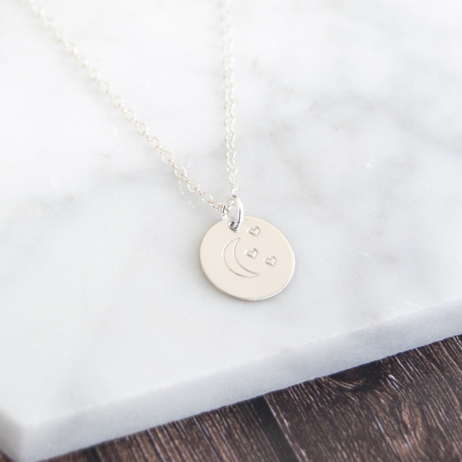 Expressive Love You to the Moon Disc Necklace - Minimalist and Elegant Handcrafted Jewelry