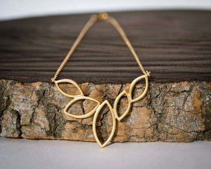 Five Leaves V-Shaped Necklace