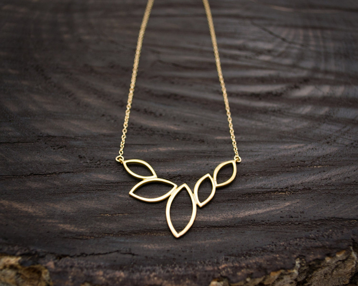 Five Leaves V-Shaped Necklace