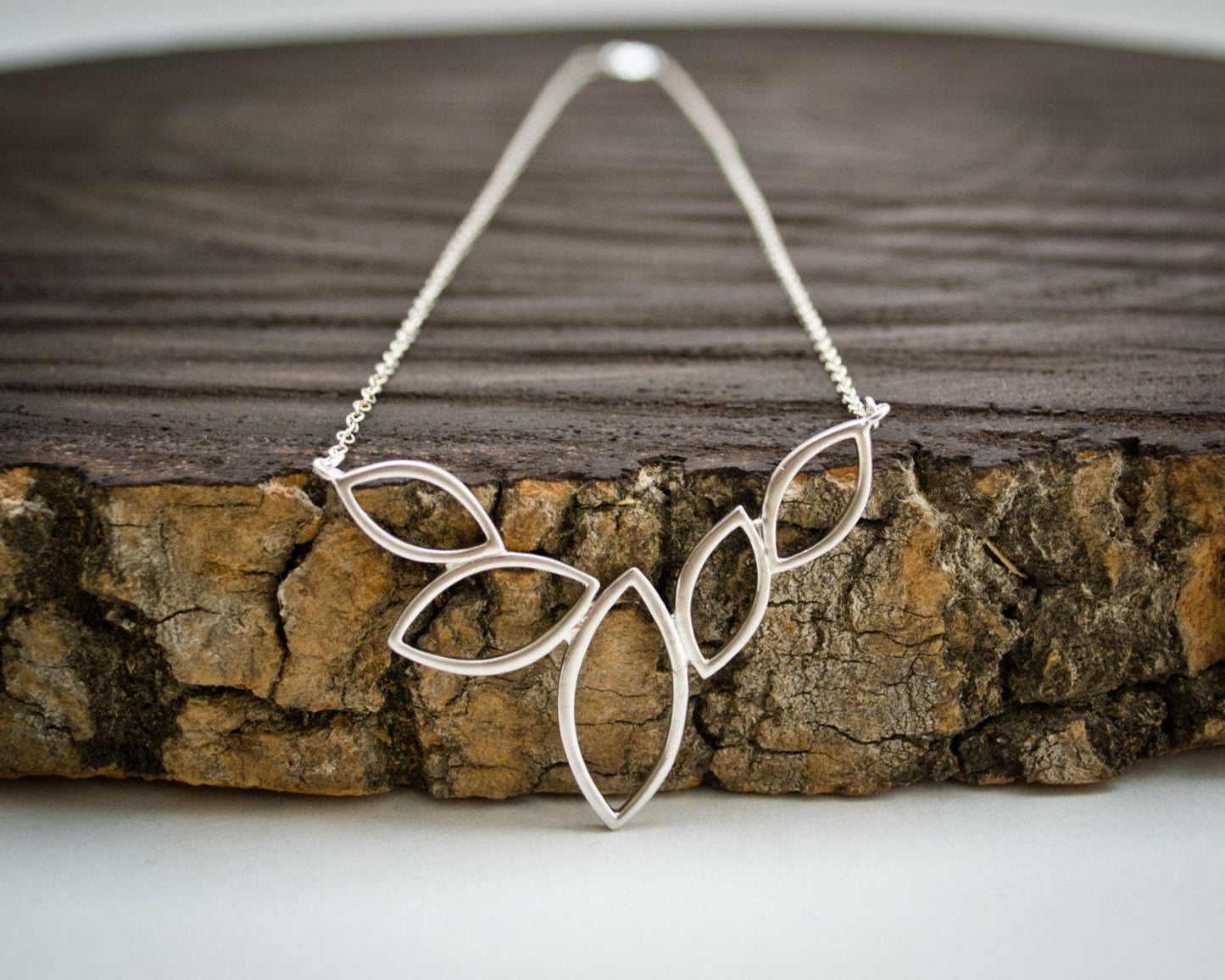 Five Leaves V-Shaped Necklace