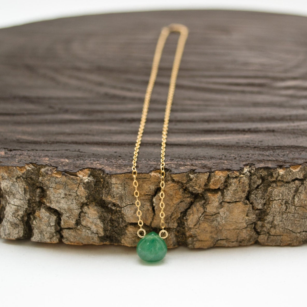 Green Aventurine pendant necklace in 14k gold-fill