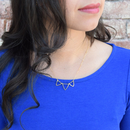Modern Mini Vara Triangle Necklace - Hand Formed and Hammered, Gold-Filled or Sterling Silver