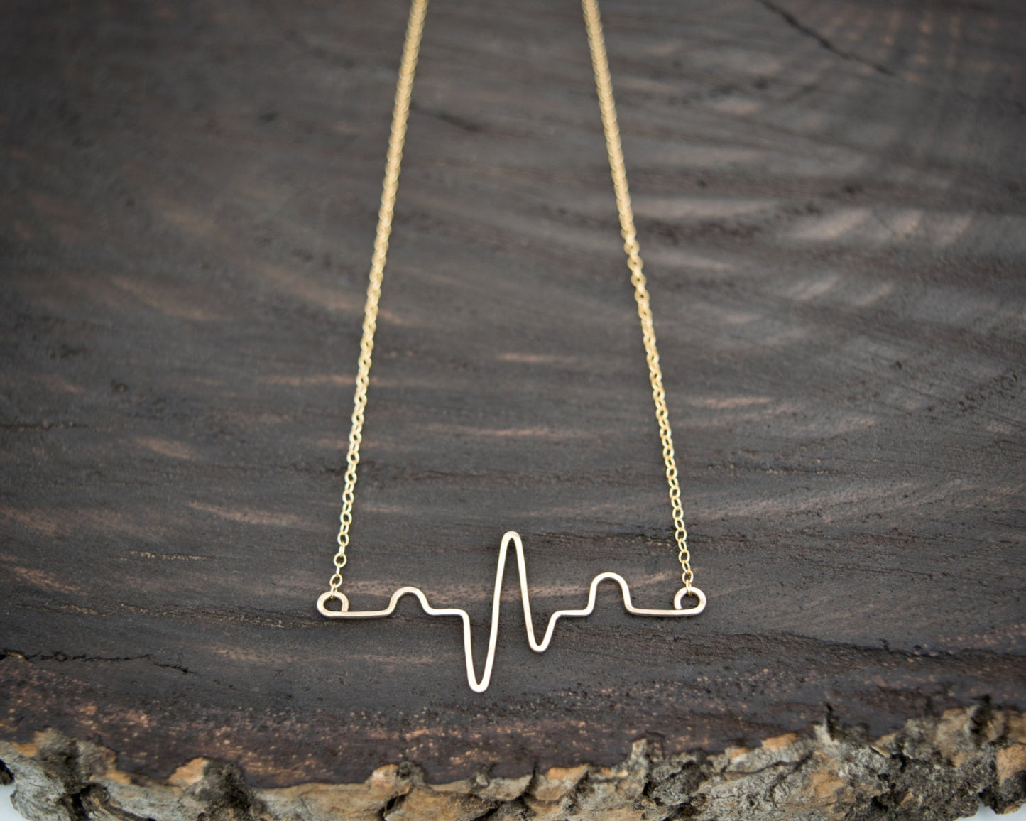 Hammered EKG Heartbeat Necklace