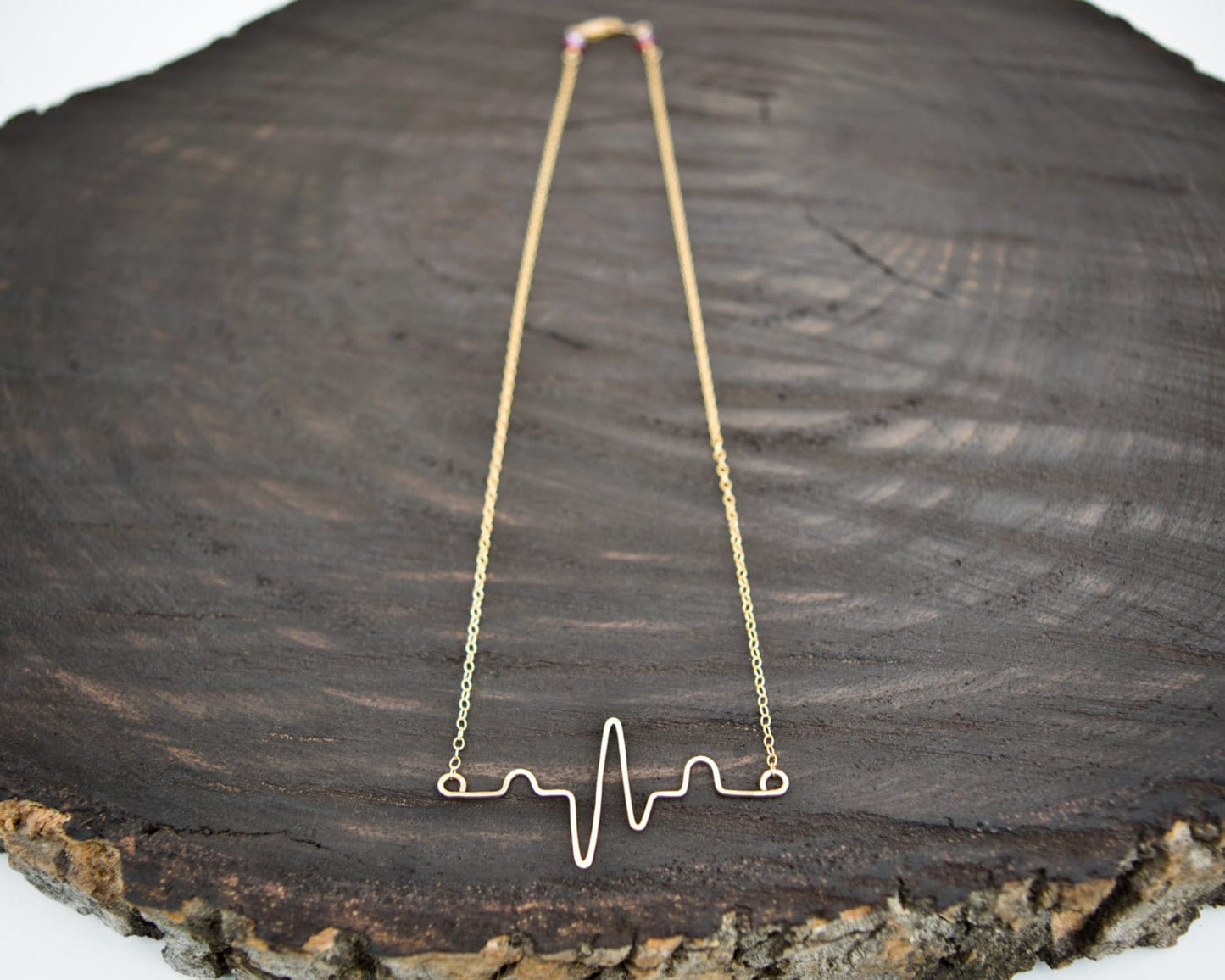 Hammered EKG Heartbeat Necklace